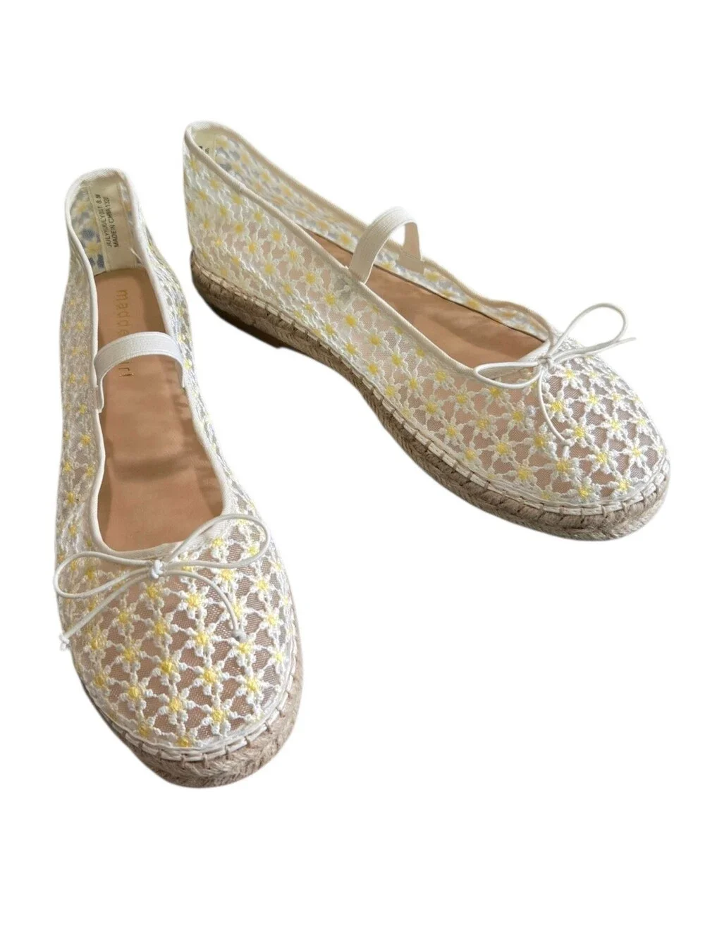 Madden Girl July Espadrille Mary Jane Embroidered Daisy Floral Mesh Fabric 8.5